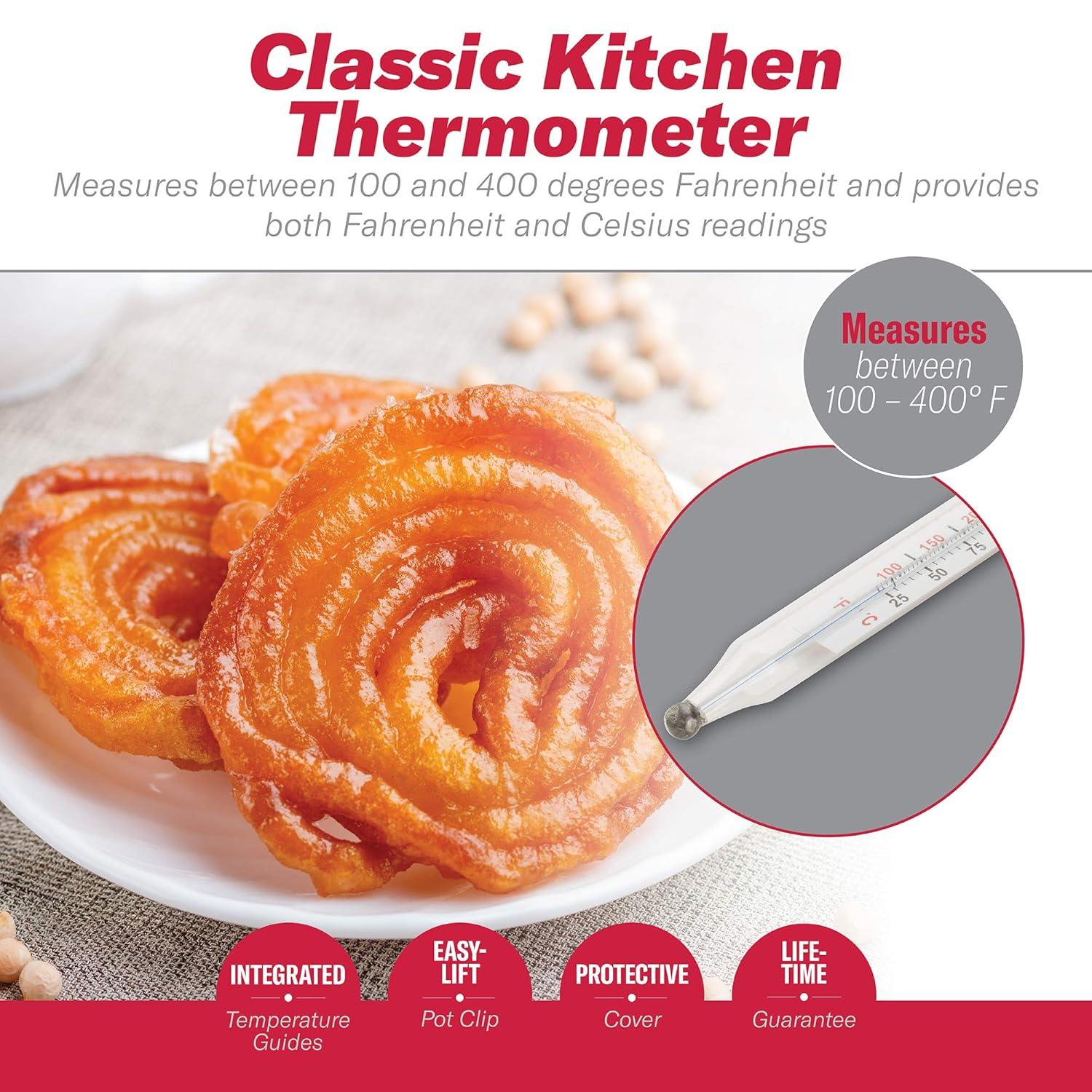GoodCook Precision Candy and Deep Fry Thermometer with Storage Sleeve, Clear/Red