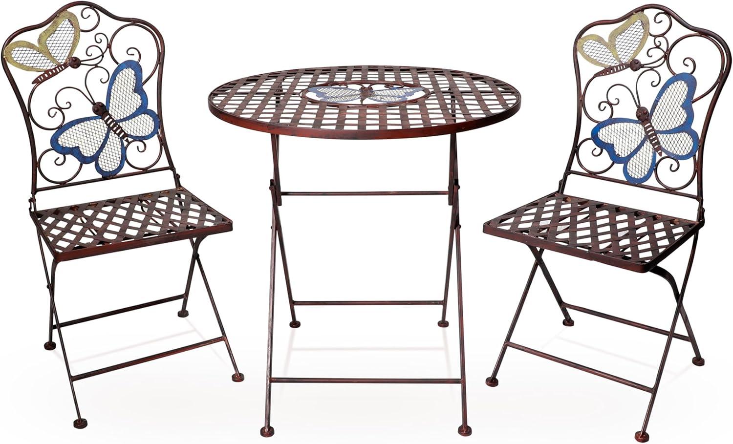 Bronze Butterfly Design 3-Piece Folding Bistro Set