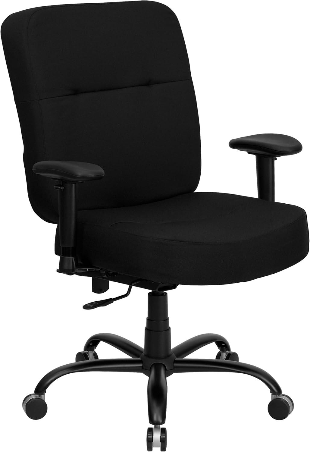 BizChair Big & Tall 400 lb. Rated High Back Black Fabric Executive Swivel Ergonomic Office Chair with Rectangular Back and Adjustable Arms