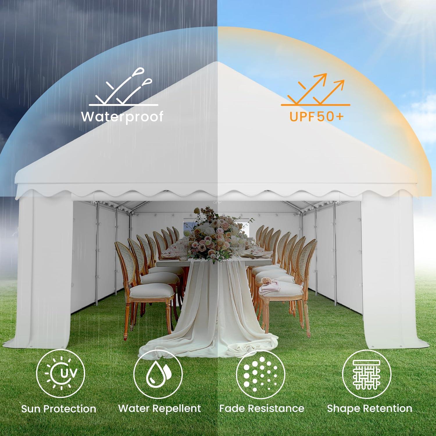 Peaktop Outdoor 13'X26' Party Tent Heavy Duty Wedding Tent with Carry Bags