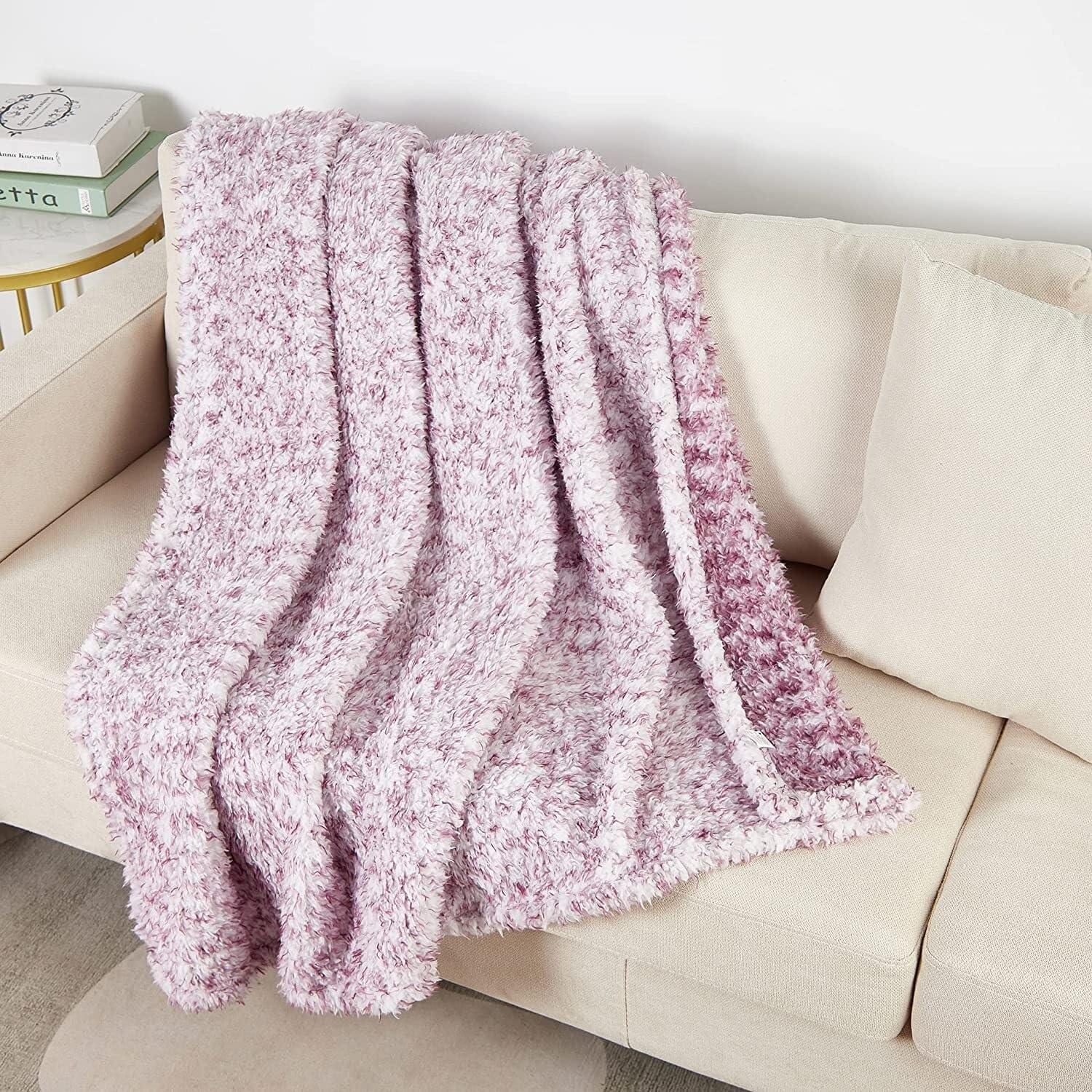 Velvety Soft Plum and Pink Sherpa Throw Blanket 50x60 Inches