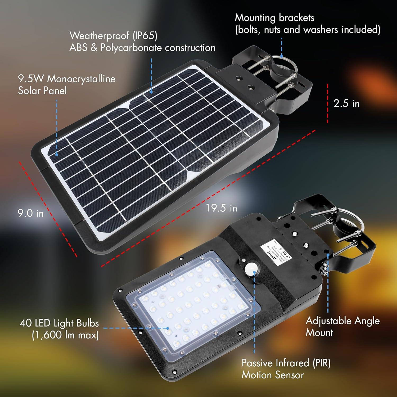 Wagan 1600 Lumen Solar Powered Rechargeable LED Flood Light