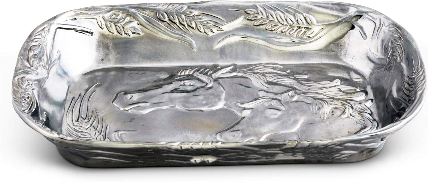 Arthur Court Aluminum Horse Equestrian Decorative Serving Tray