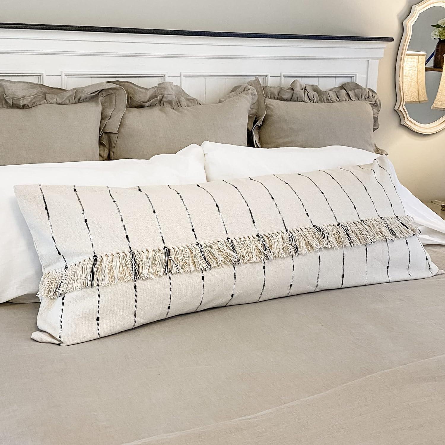 Farmhouse Blue Stripe Cotton Body Pillow Cover