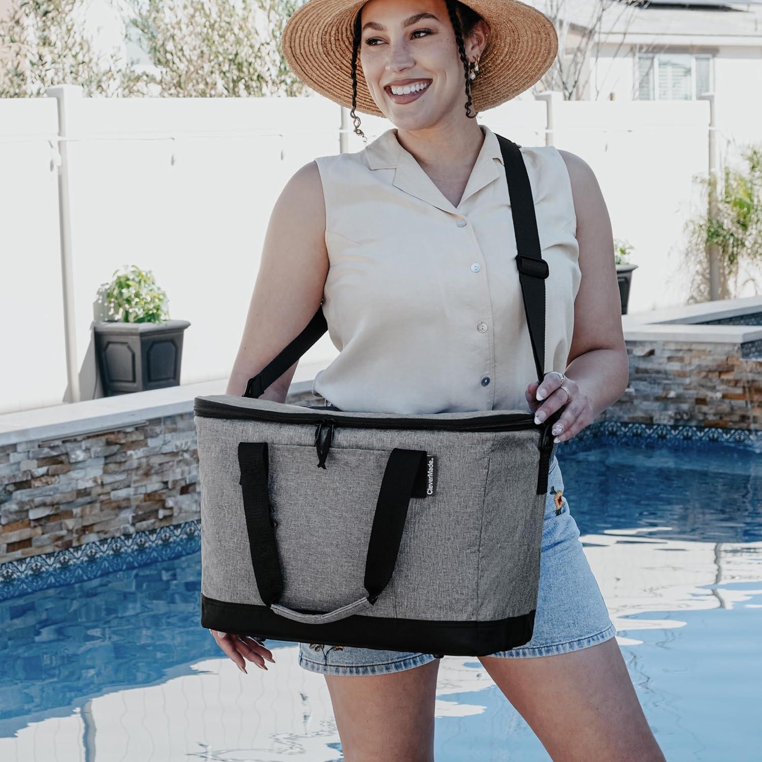 CleverMade Collapsible Tahoe Cooler - 50 Can - Heather Cool Gray/Midnight Black