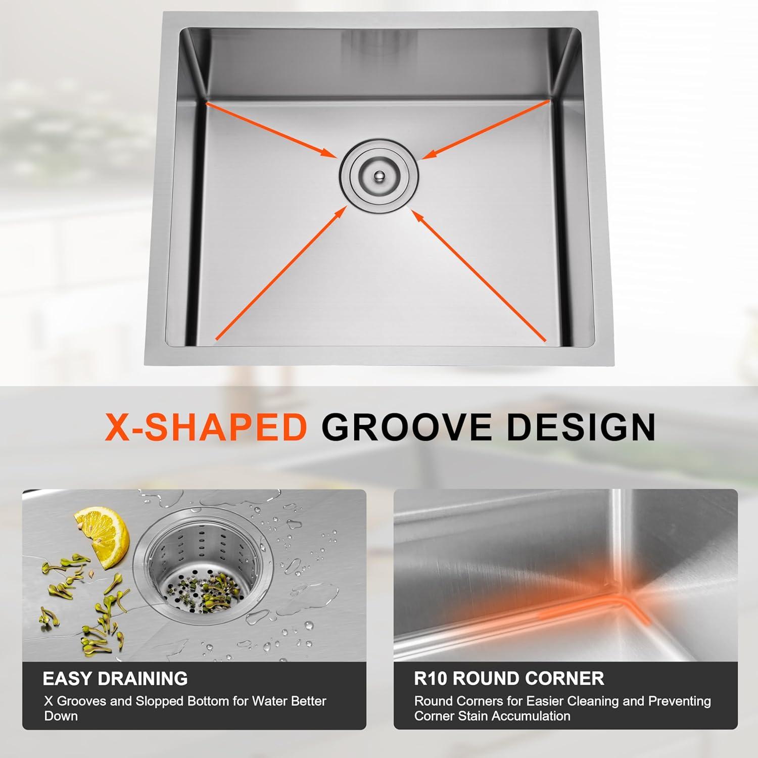 Blenzia 30 Inch Undermount Kitchen Sink 16 Gauge Stainless Steel Single Bowl Handmade Sink 30" X 18" X 10"