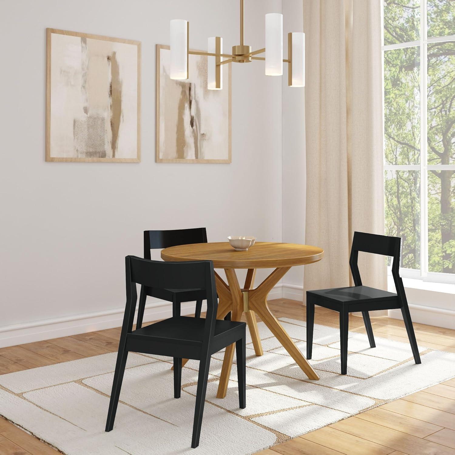 Plank+Beam Verso Round Dining Table, 47" Solid Wood Kitchen & Dining Room Table, Pecan
