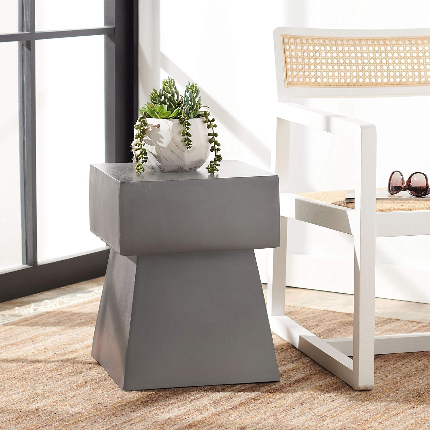 Zen Mushroom Dark Grey Concrete Square Accent Table