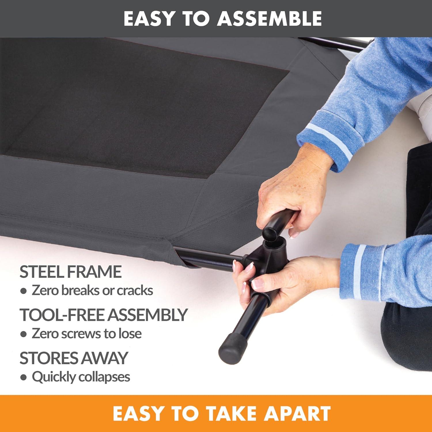 K&H Pet Products Original Pet Cot Elevated Dog Bed Charcoal/Black Mesh Jumbo 56 X 38 X 9 Inches