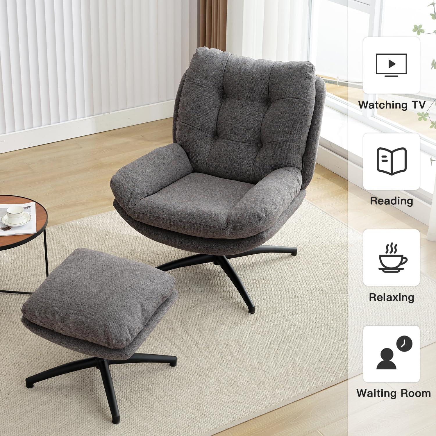 Othniel Green Swivel Accent Chair with Ottoman Rocker Glider Chairs Ottoman Footrest Set