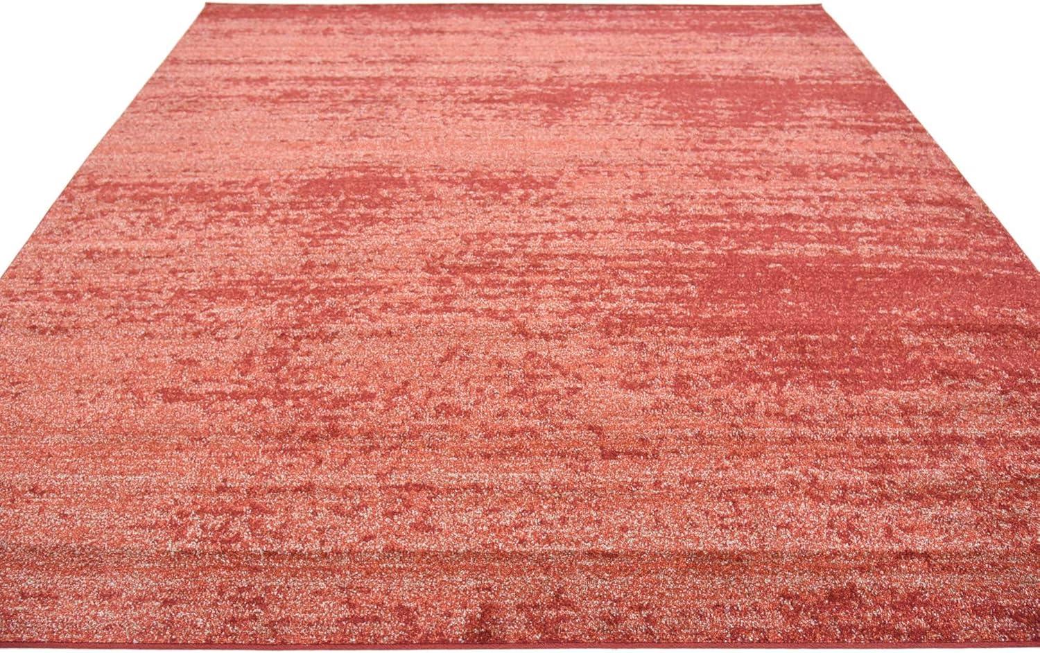 Terracotta Square Tufted Stain-Resistant Area Rug