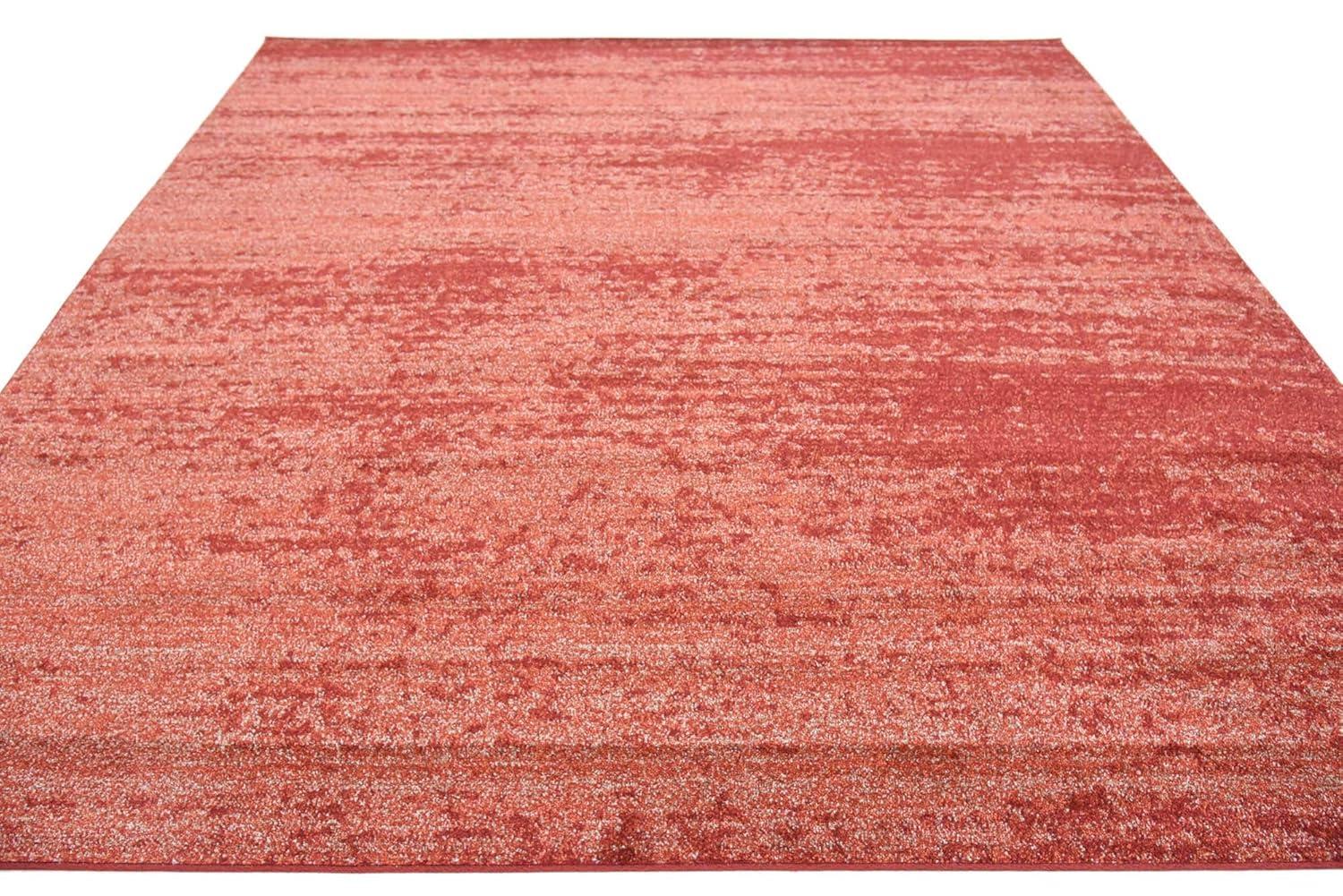 Unique Loom Lucille Del Mar 8 x 8 (ft) Loomed Polypropylene Terracotta/Red Square Indoor Distressed/Overdyed Area rug