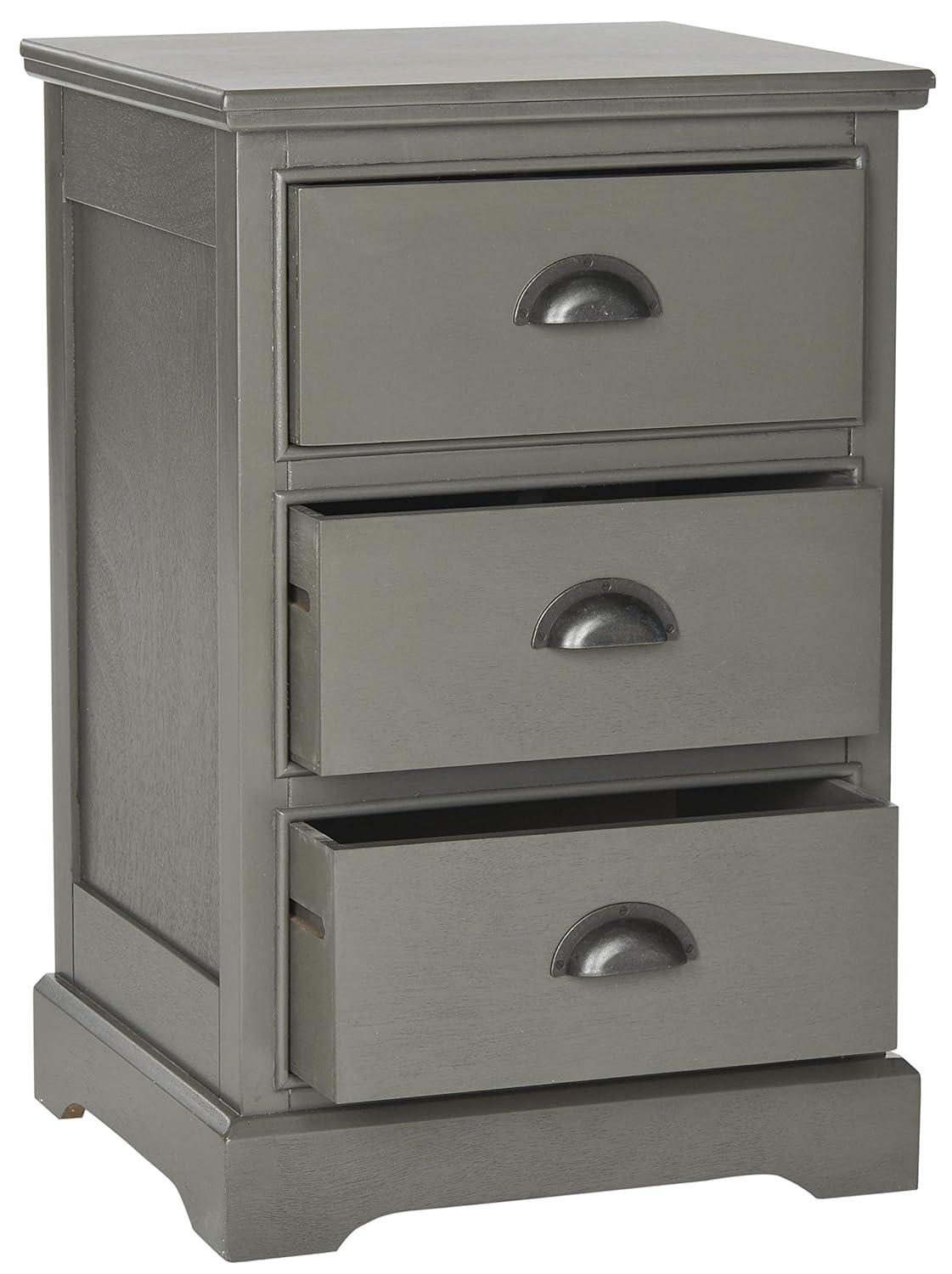 Griffin 3 Drawer Side Table - Grey - Safavieh.