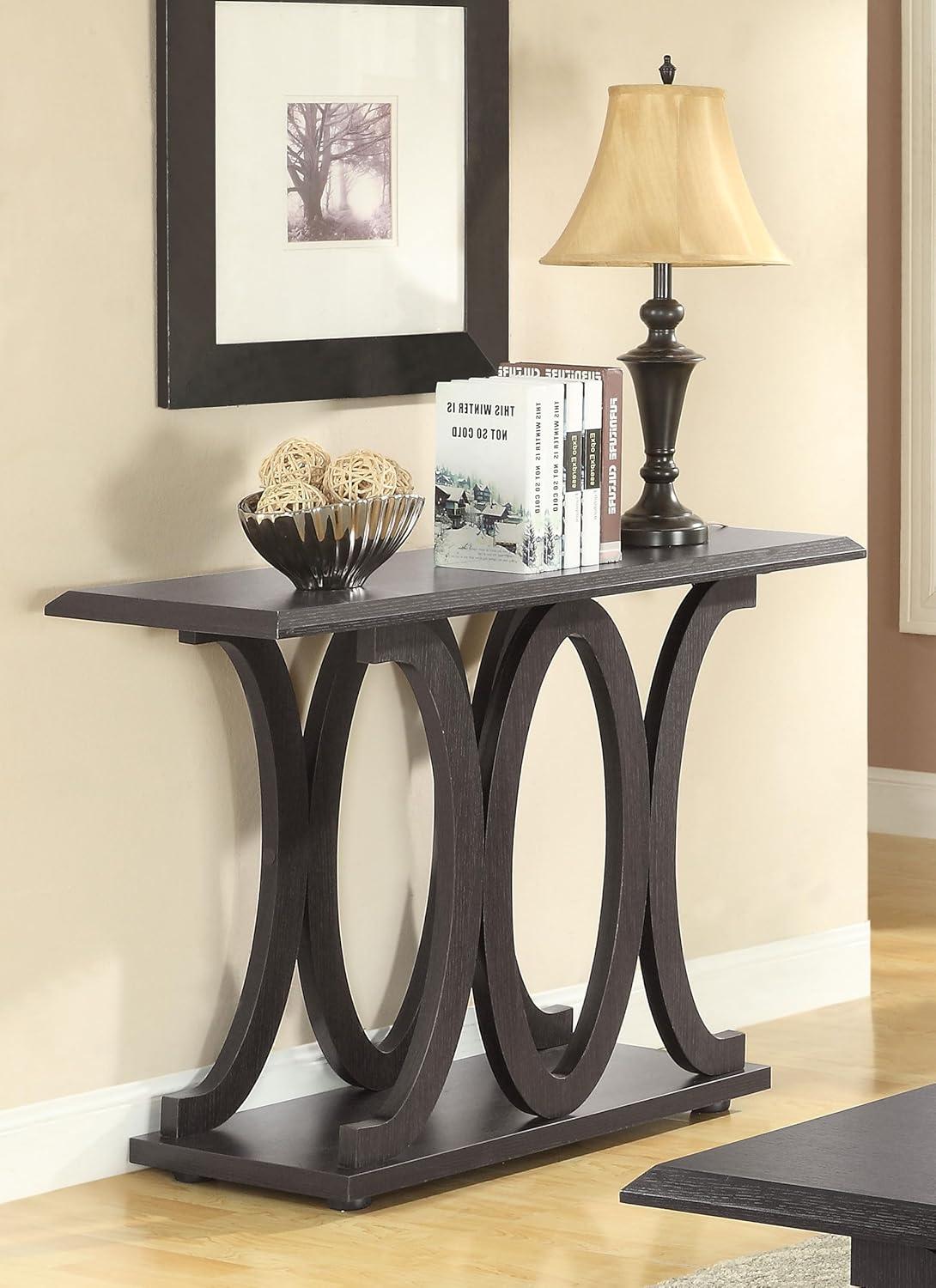 Coaster Transitional Wood C-Shaped Base Sofa Table in Cappuccino