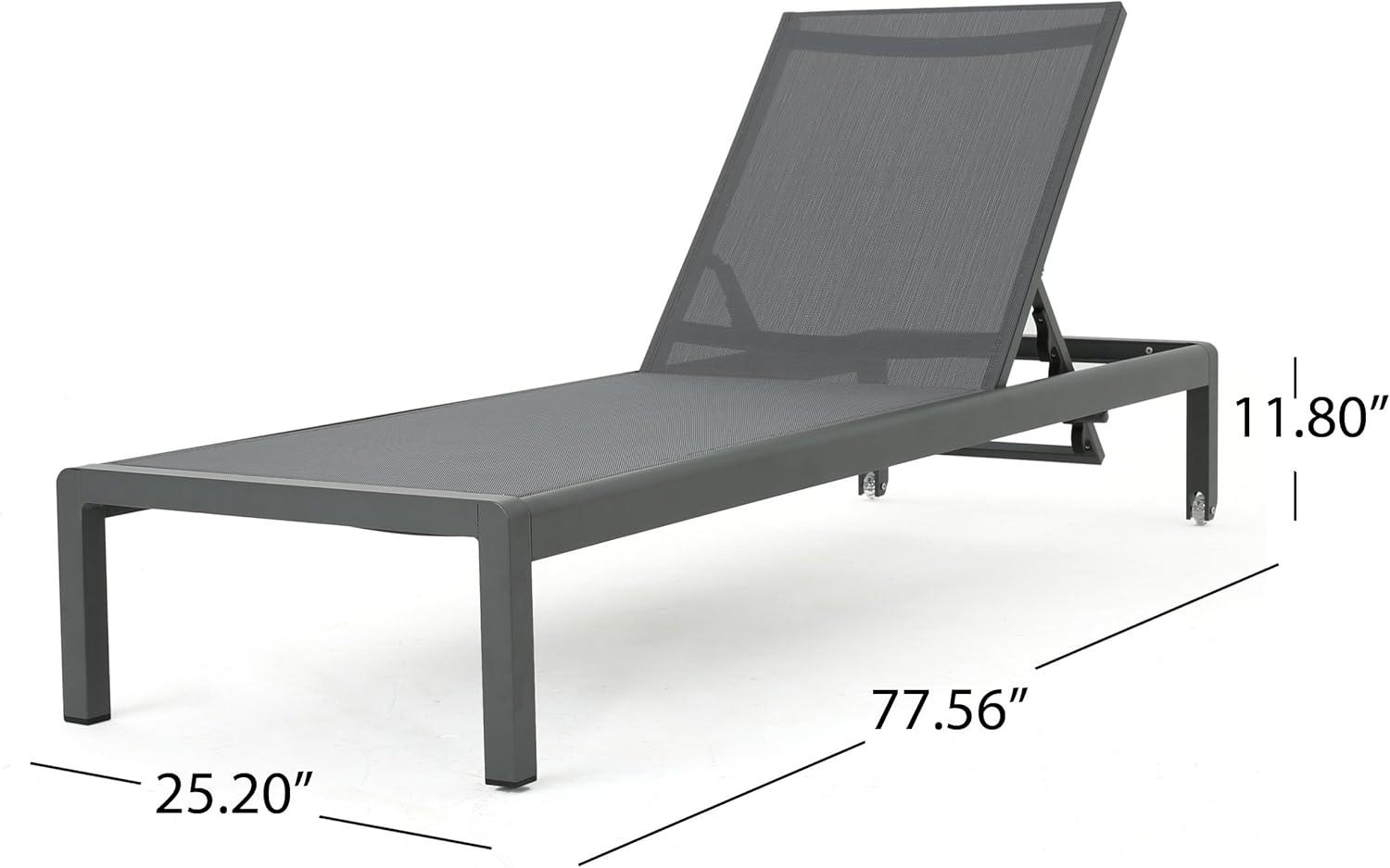 Crested Bay Outdoor Grey Aluminum Chaise Lounge with Dark Grey Mesh Seat