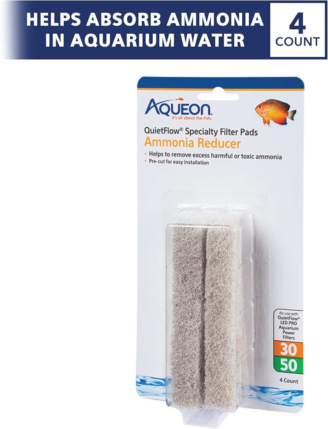 Aqueon Replacement Specialty Filter Pads Ammonia Reducer 30/50, 4 Pack