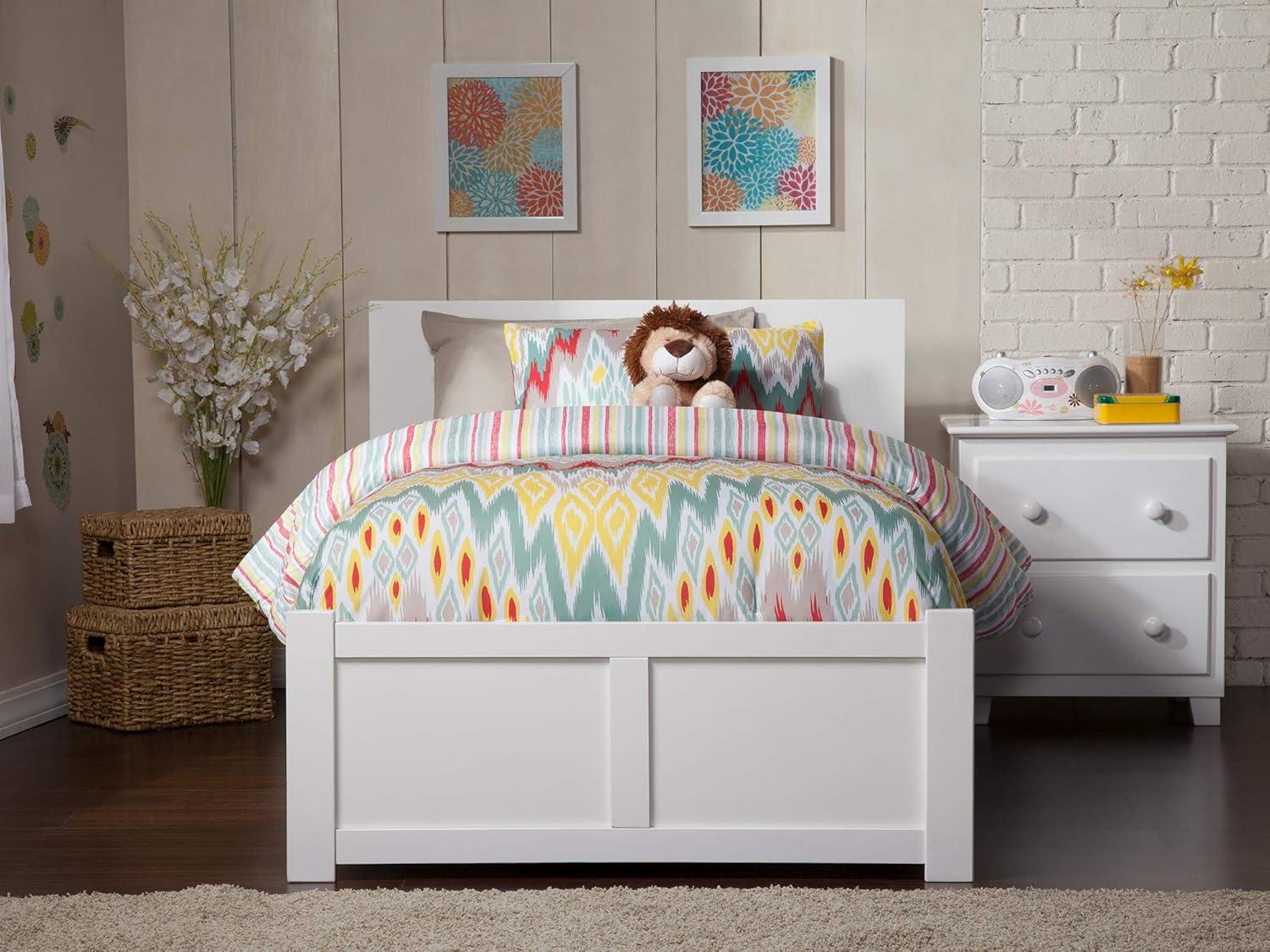 Orlando Twin Extra Long Bed with Footboard and Twin Extra Long Trundle in White