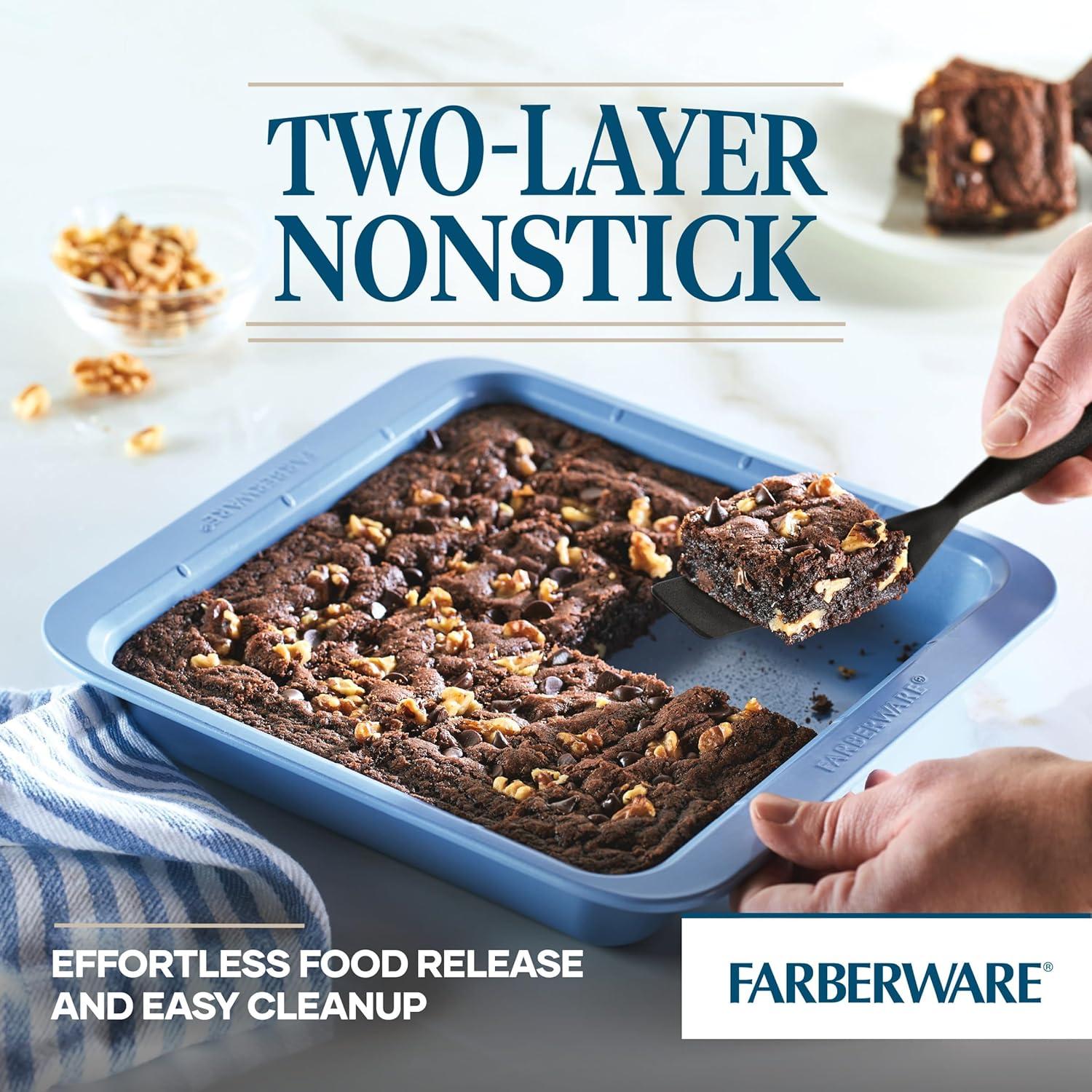 Farberware Farberware Easy Solutions Nonstick Bakeware Square Cake Pan, 9 Inch, Blue