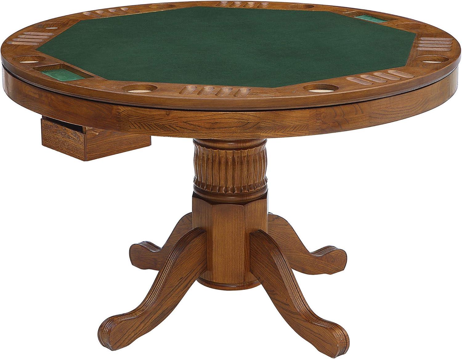 Chestnut Oak 47" Round Game Table with Green Felt