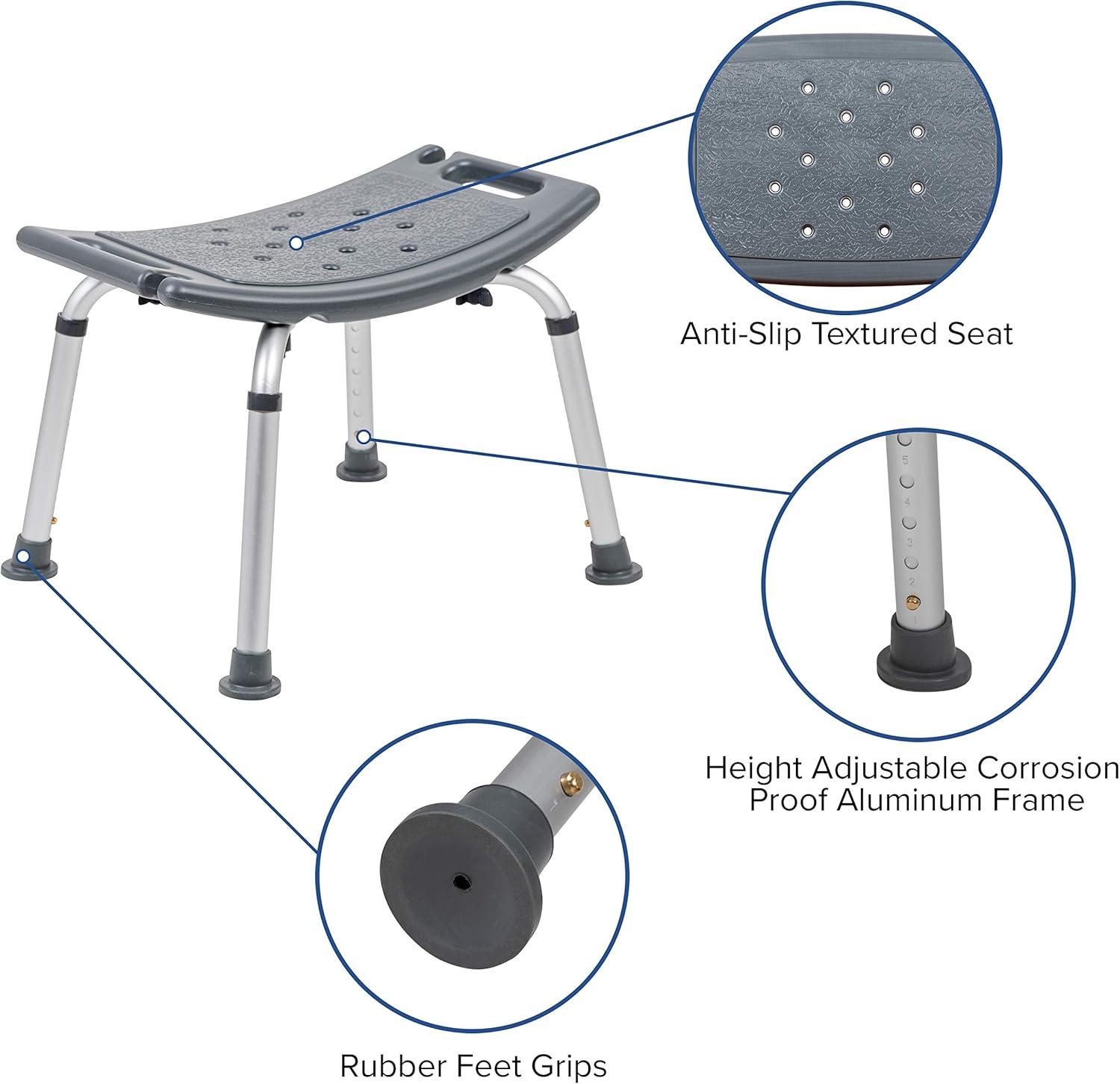 Hemsworth Tool-Free 300 Lb. Capacity, Adjustable Bath & Shower Chair w/ Non-slip Feet