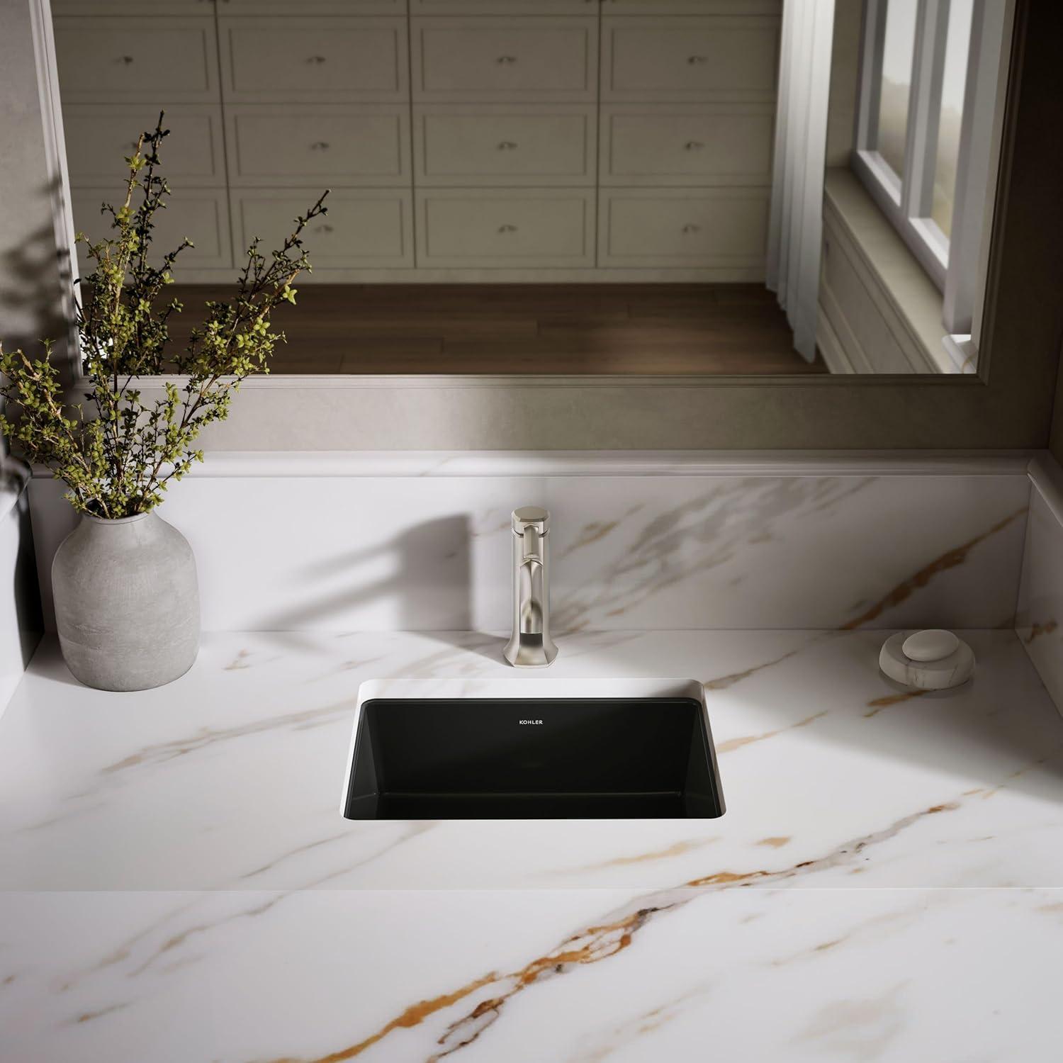 Verticyl 17" Rectangular Under-Mount Bathroom Sink with Overflow Drain