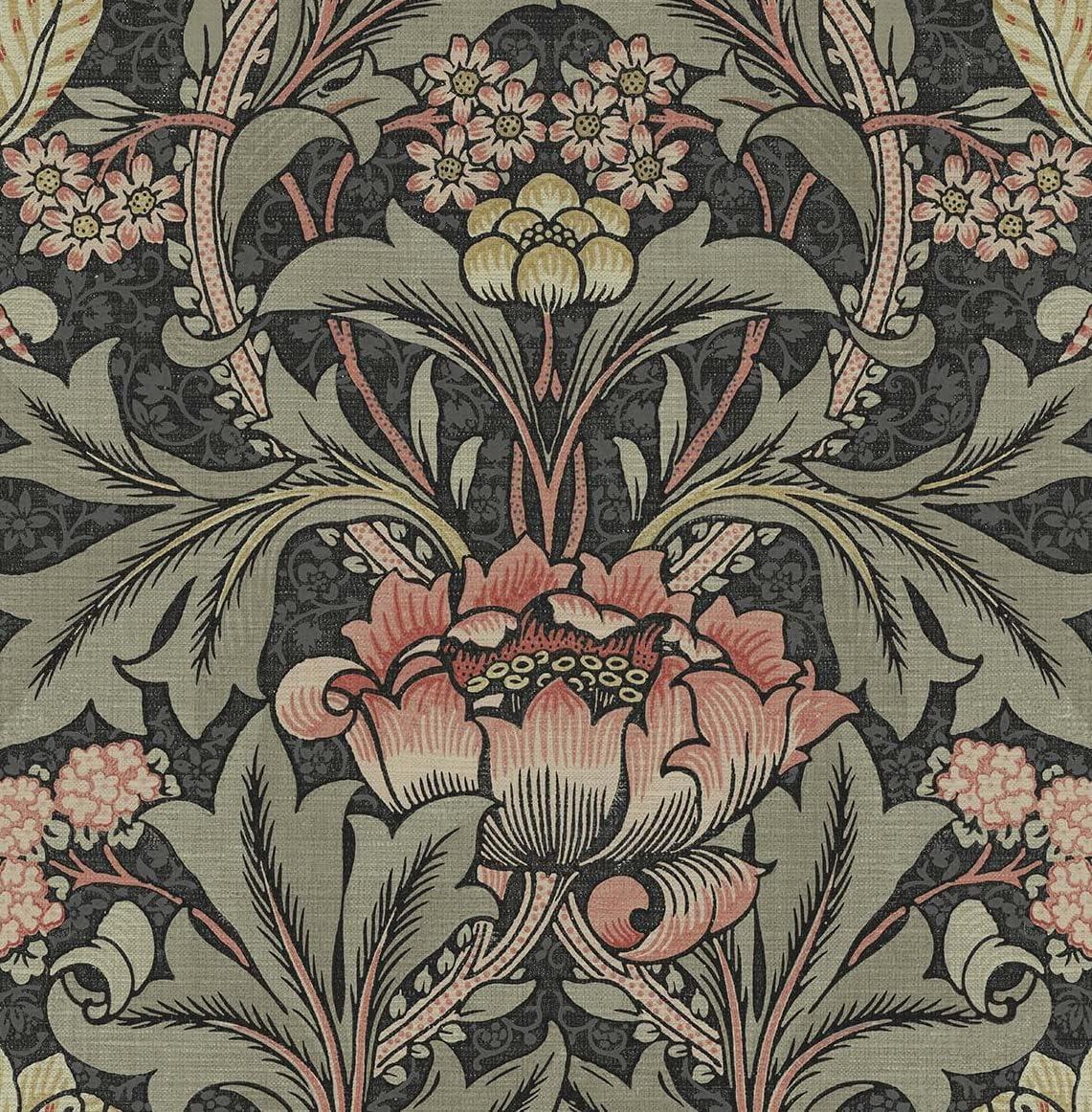 Seabrook Designs  Acanthus Floral Prepasted Wallpaper 20.5 in. W x 33 ft. L - Denim & Sage