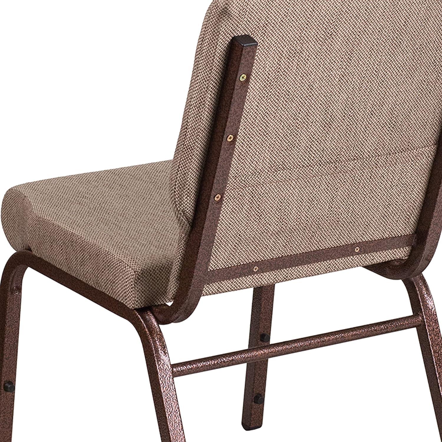 Flash Furniture HERCULES Series 18.5''W Stacking Church Chair in Beige Fabric - Copper Vein Frame