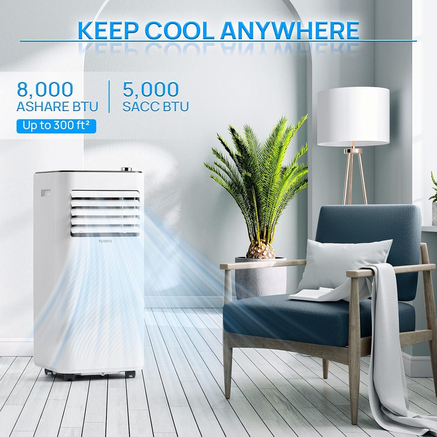 TURBRO Portable Air Conditioner, Dehumidifier and Fan, 3-in-1 Floor AC Unit, Remote Included