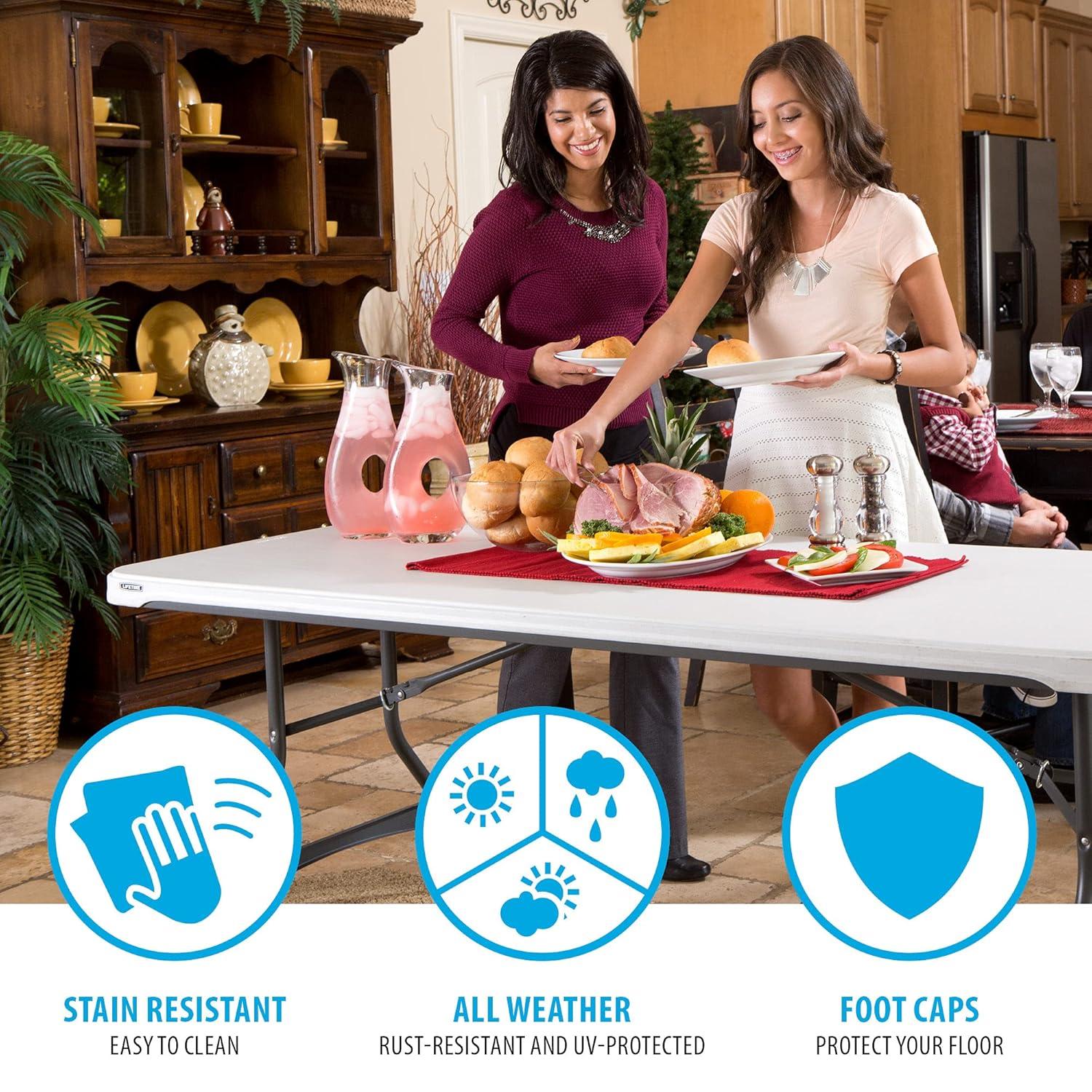 Lifetime 6 Foot Rectangle Folding Table Indoor/Outdoor Commercial Grade, White Granite (80306)