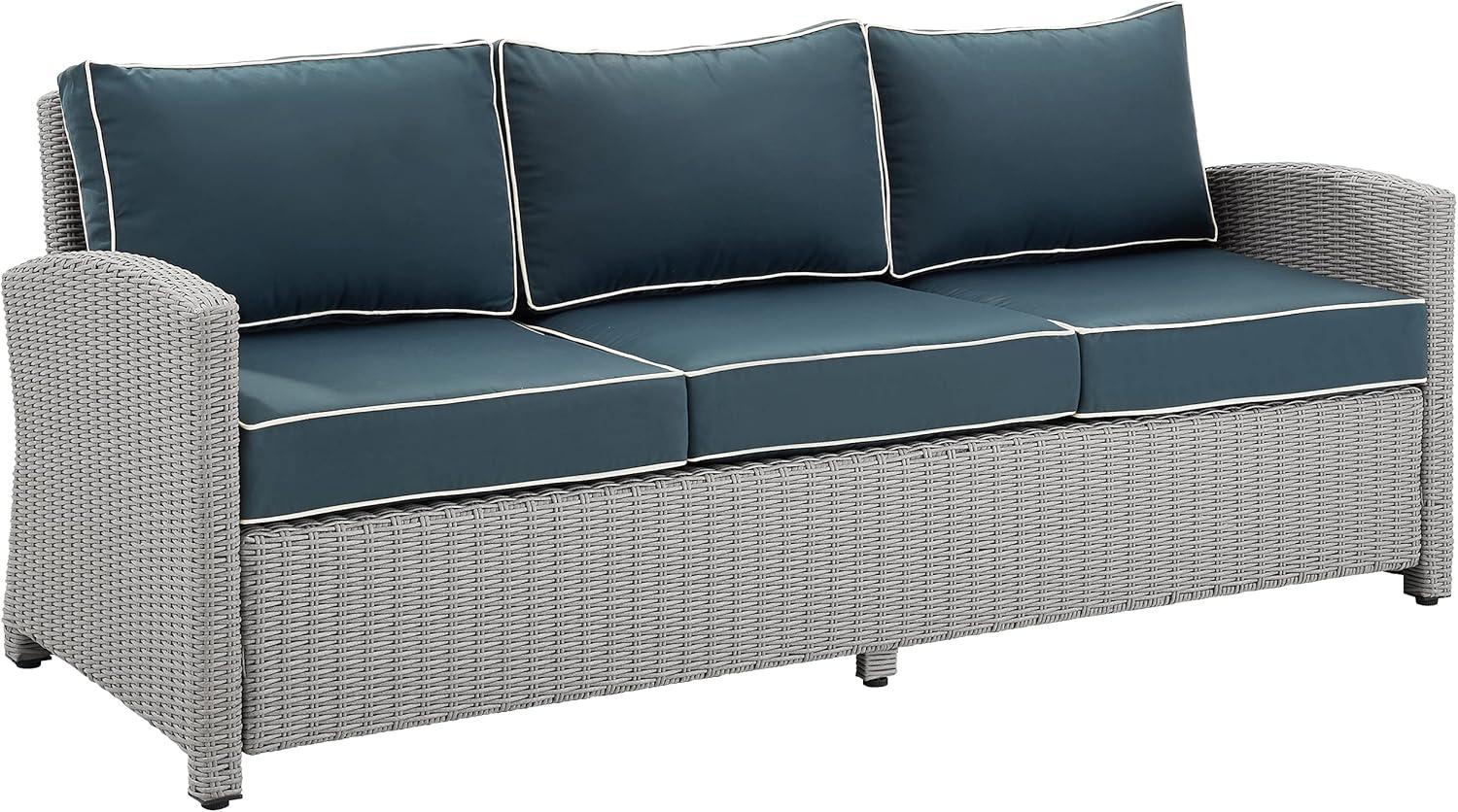 Bradenton Outdoor Wicker Sofa: Steel Frame, Moisture-Resistant Cushions, UV-Resistant - Crosley