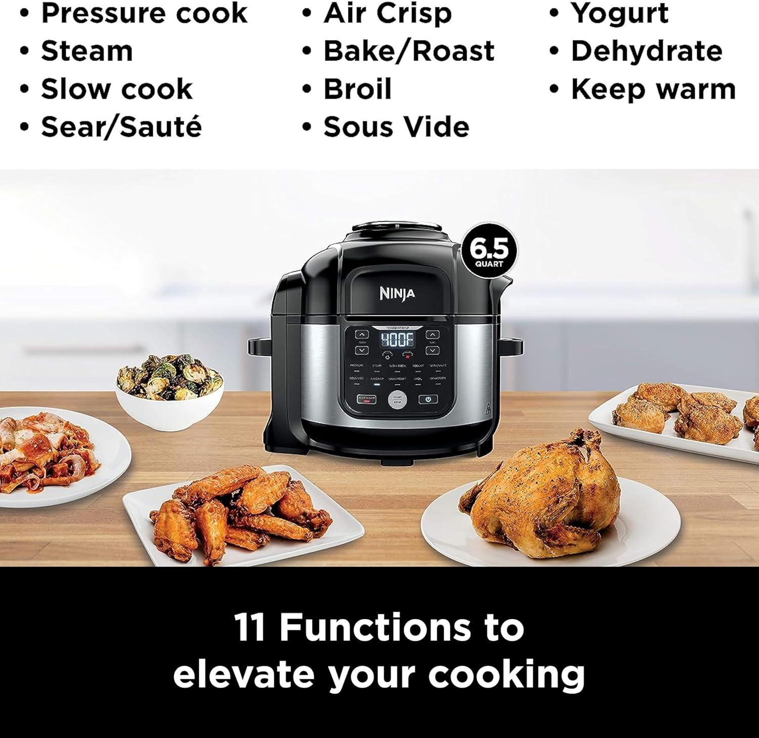 Ninja Foodi Black and Stainless Steel 6.5-Qt 11-in-1 Pressure Cooker Air Fryer