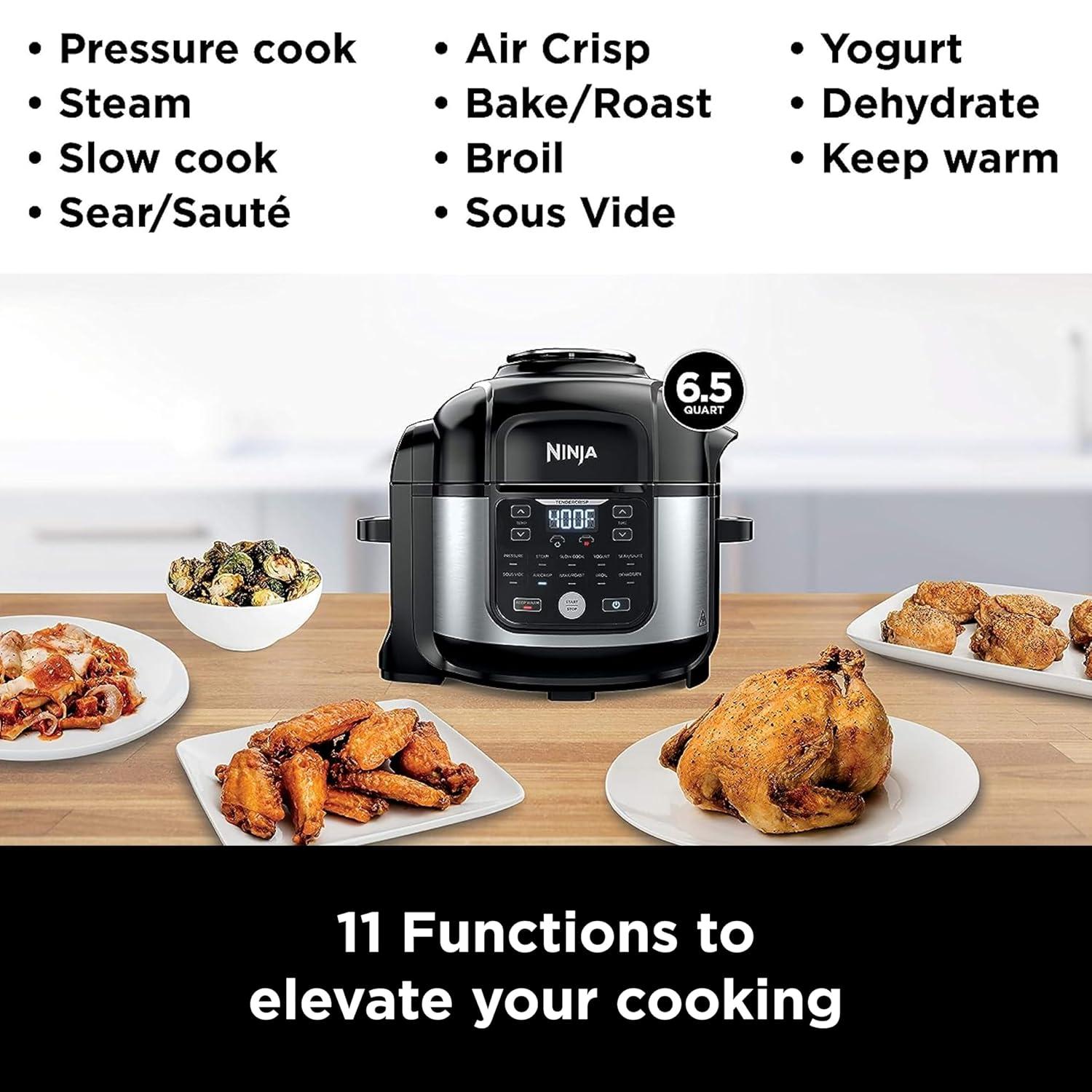 Ninja Foodi Black and Stainless Steel 6.5-Qt 11-in-1 Pressure Cooker Air Fryer