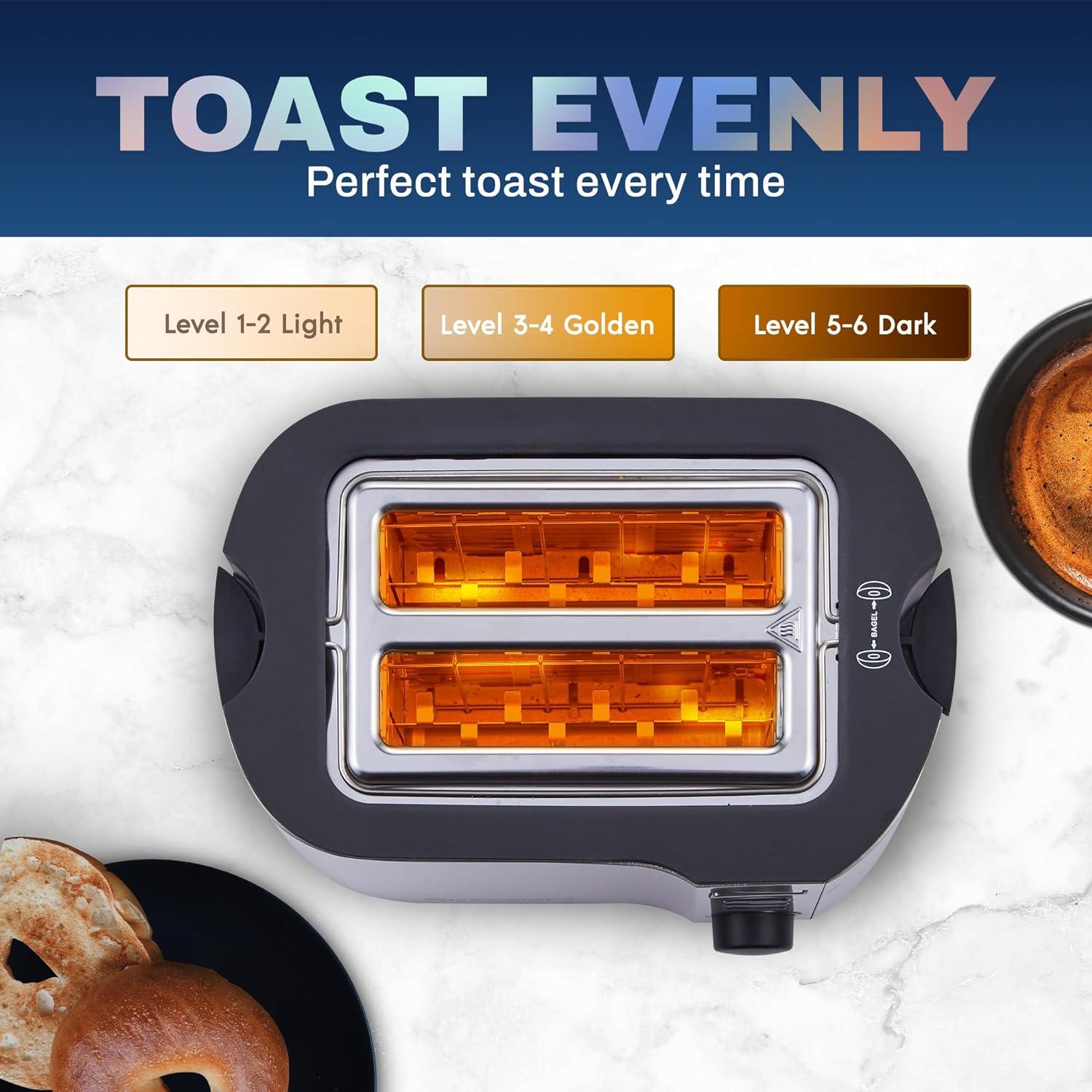 Stainless Steel Digital 2-Slice Toaster with Wide Slot