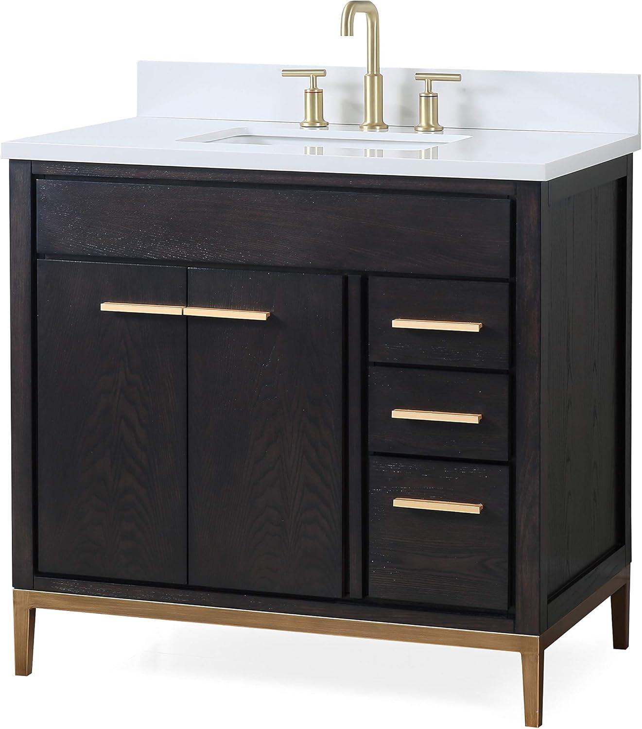 36" Tennant Brand Beatrice Modern Espresso Wenge Bathroom Sink Vanity TB-9838DK-V36