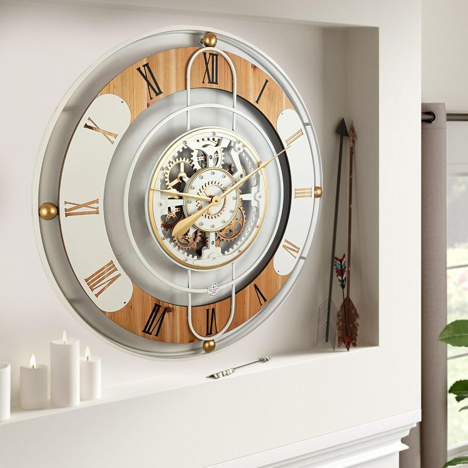 THE GEARS CLOCK Wall Clock with Real Moving Gears SW-LI_ 36 in Round White