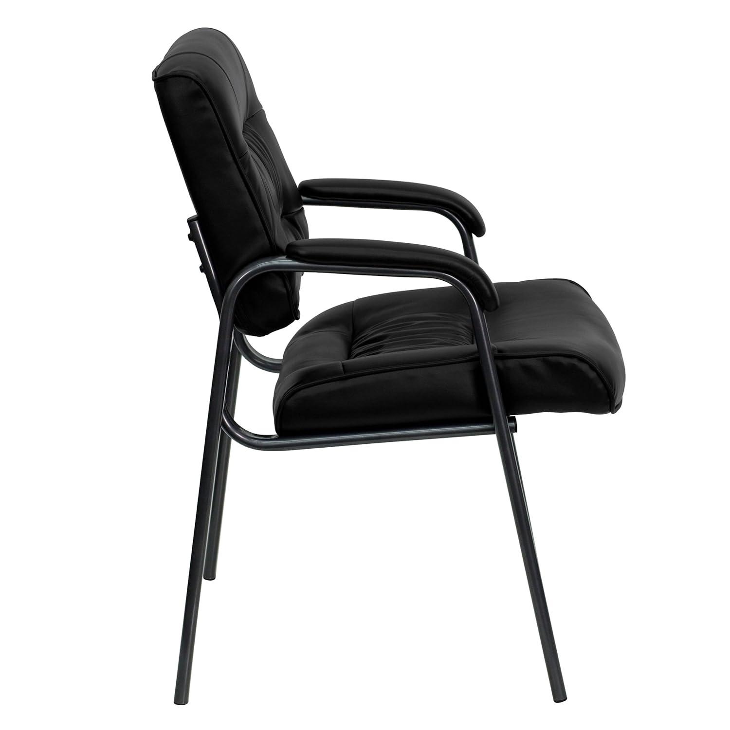 Emma and Oliver White LeatherSoft Executive Reception Chair with Black Metal Frame