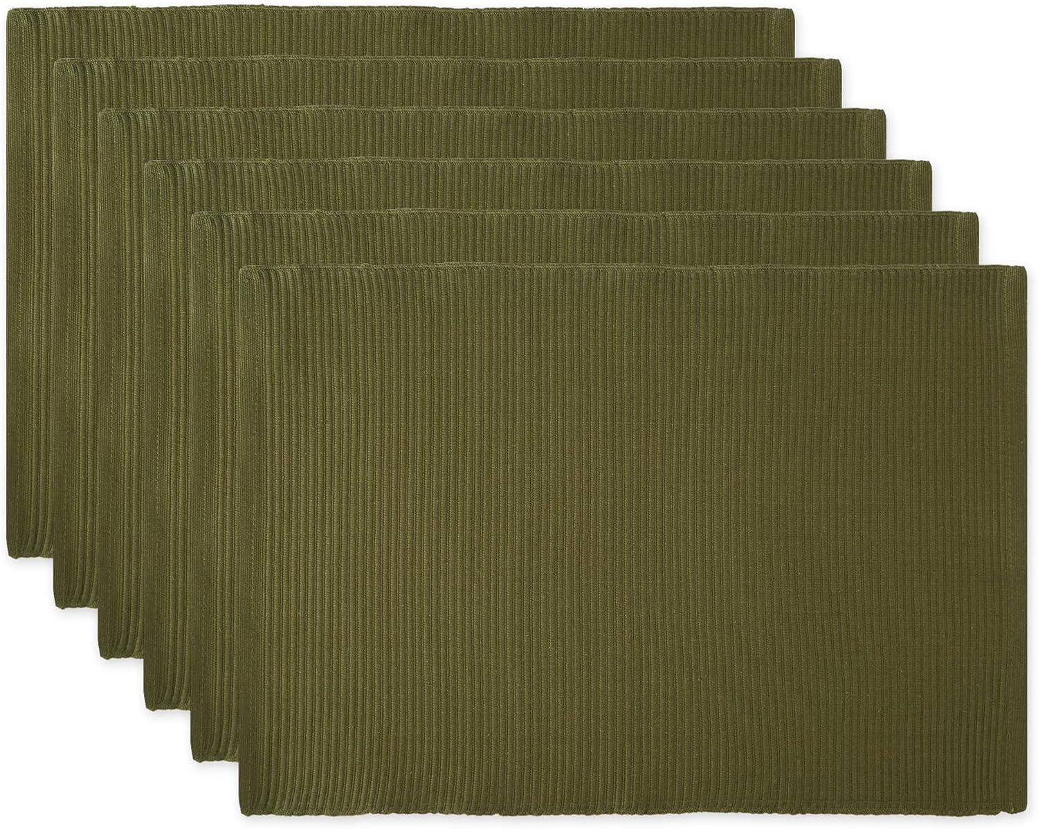 DII Ribbed Kitchen Placemat Set, Set of 6, 19"x13", 100% Cotton, Multiple Colors