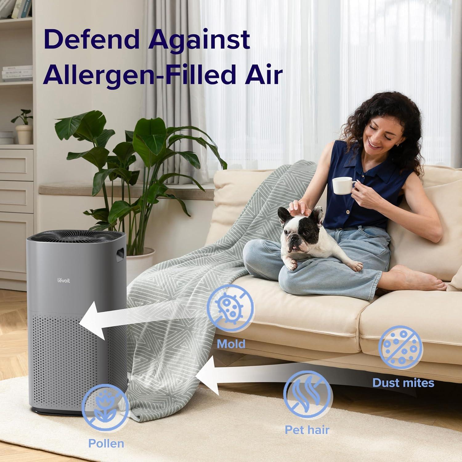 Gray Smart WiFi HEPA Air Purifier with Alexa Control