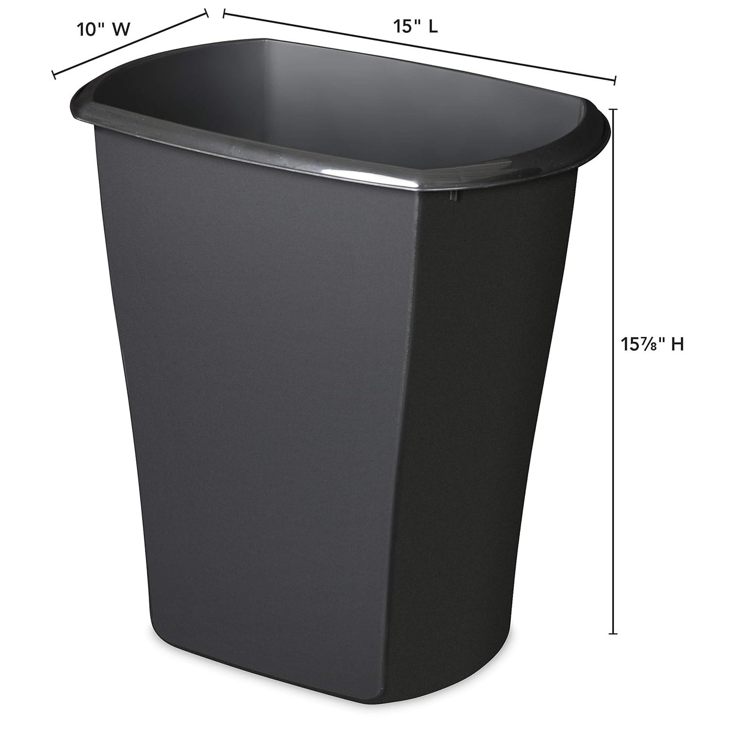 Sterilite Rectangular Wastebasket Open Top Trash Bin, 6 Pack