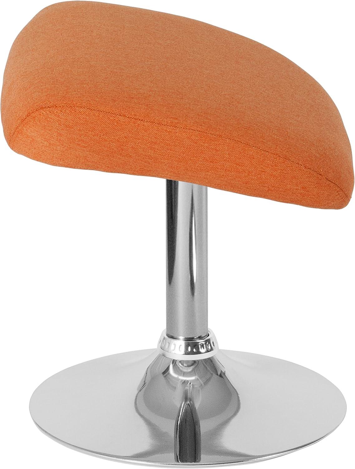 Egg Series Contemporary Orange Fabric Ottoman with Chrome Base