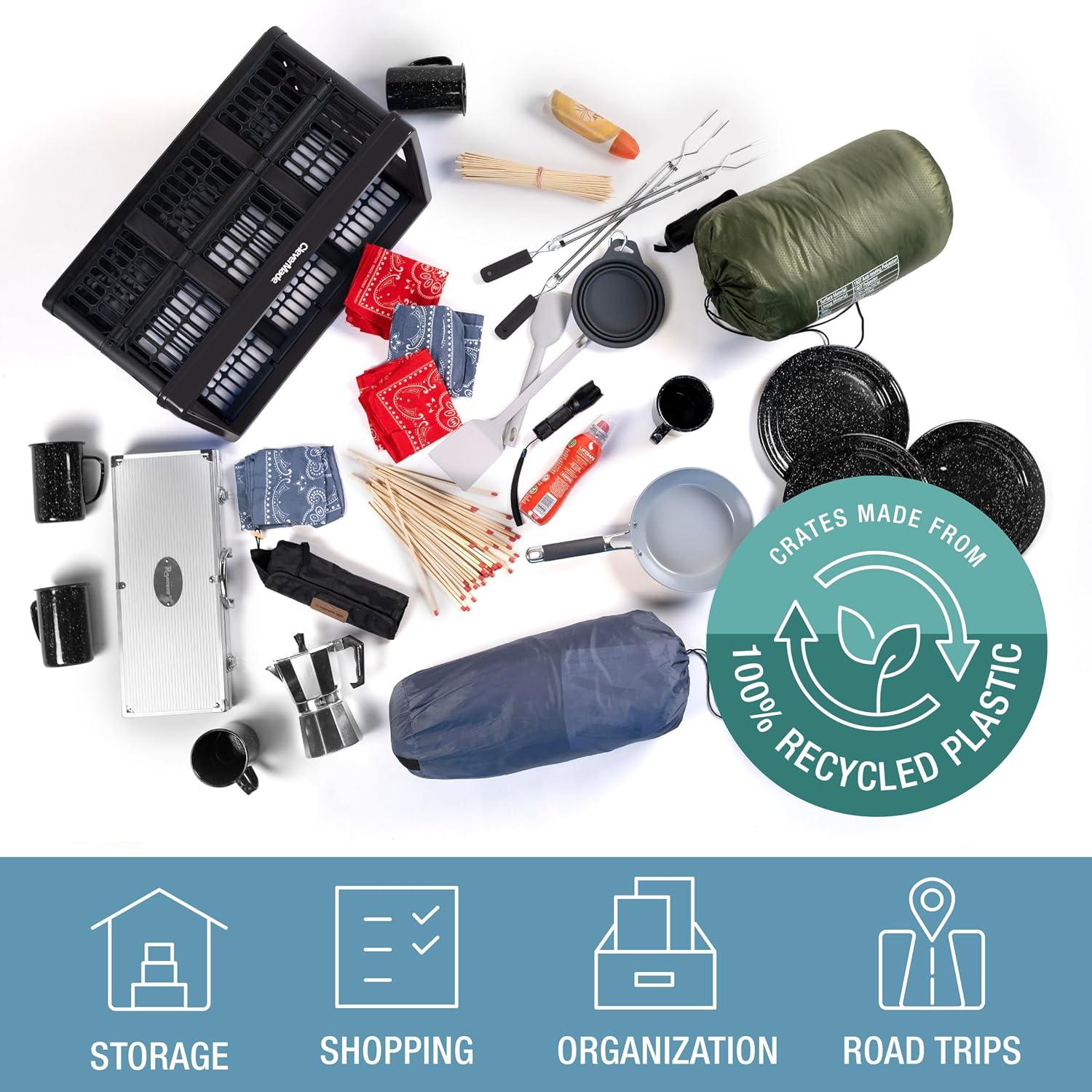 CleverMade Collapsible Utility Crate - 45L (12 Gal) Obsidian, 1 Pack