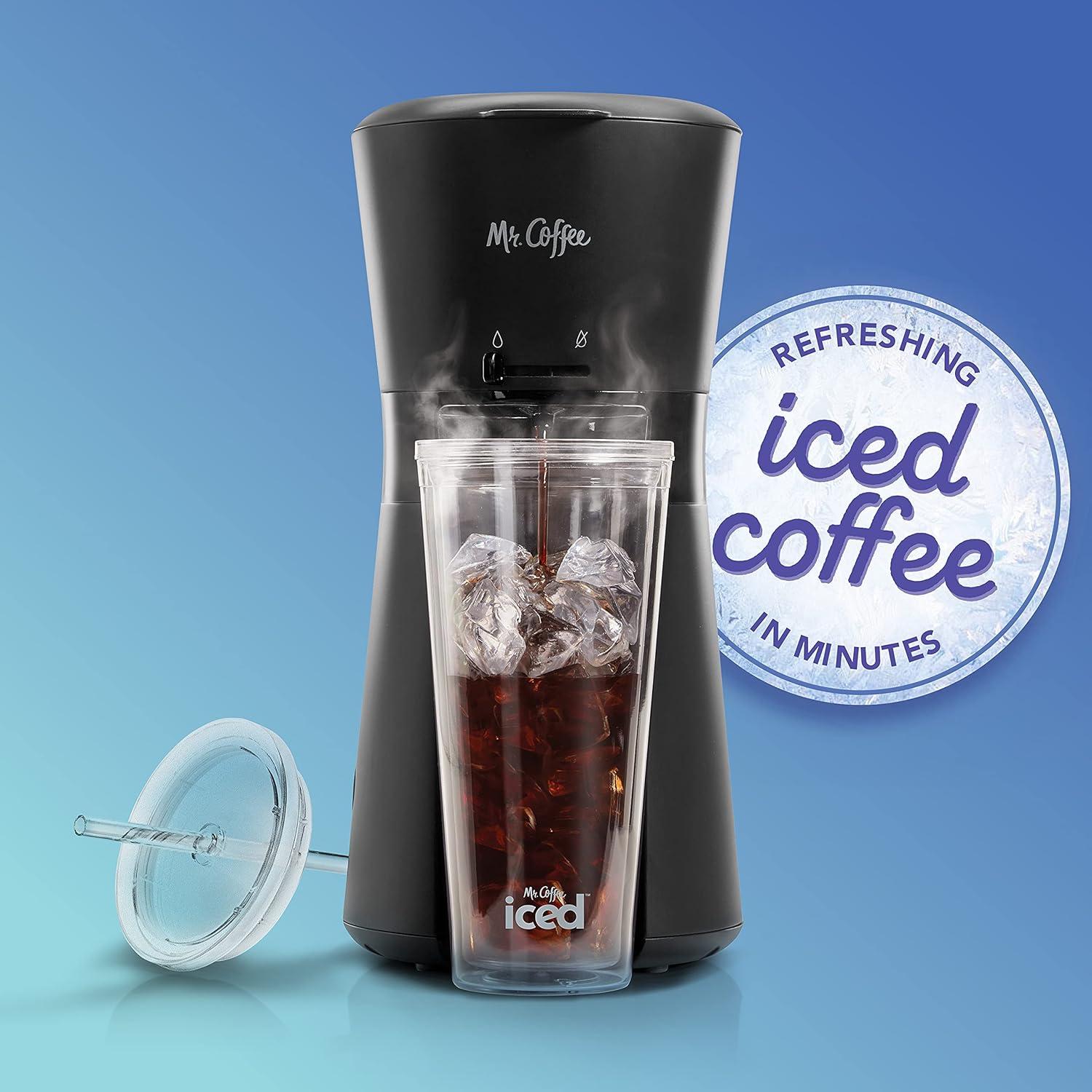 Sleek Black Programmable Iced Coffee Maker with Reusable Filter