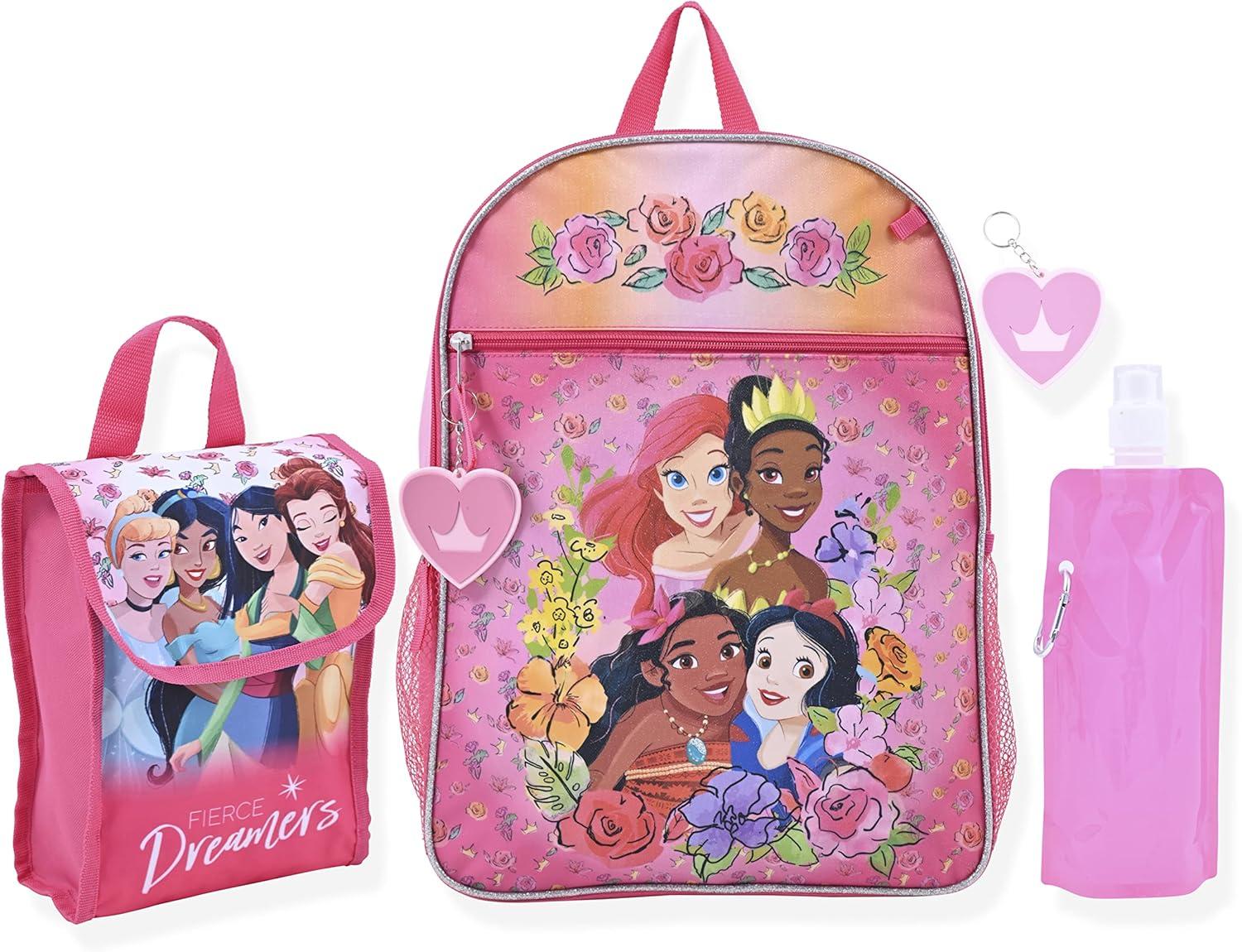 Disney Girls Princesses School Backpacks For Kids, Princess 6-piece
