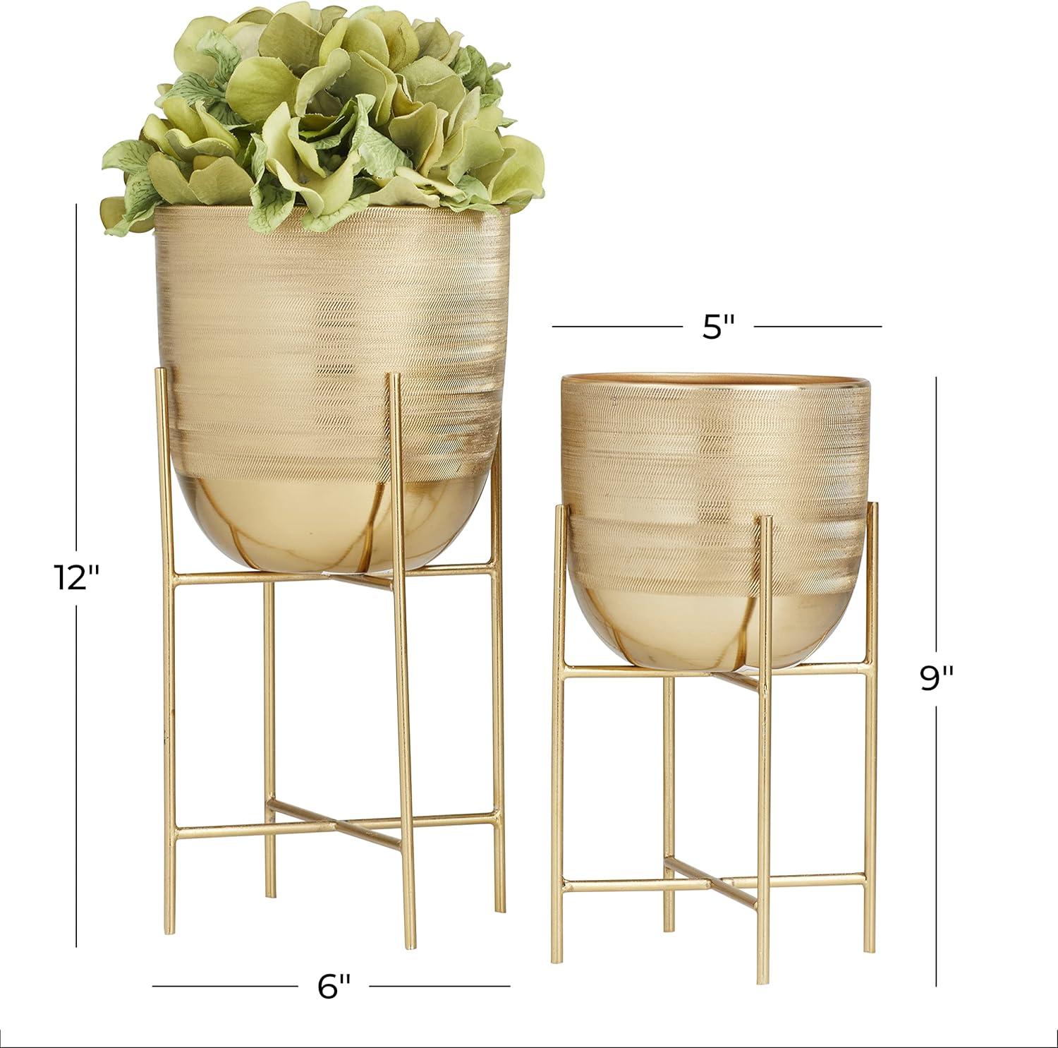 CosmoLiving by Cosmopolitan 2 - Piece Metal Dome Indoor Outdoor Planter with Removable Stand Set