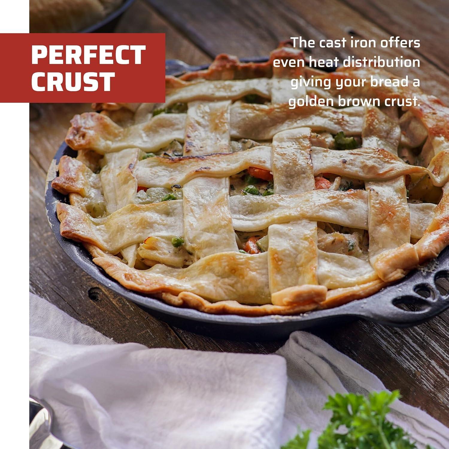 Camp Chef Cast Iron Pie Pan - True-Seasoned Cast Iron Pie Dish for Cooking & Camping Accessories - 10"