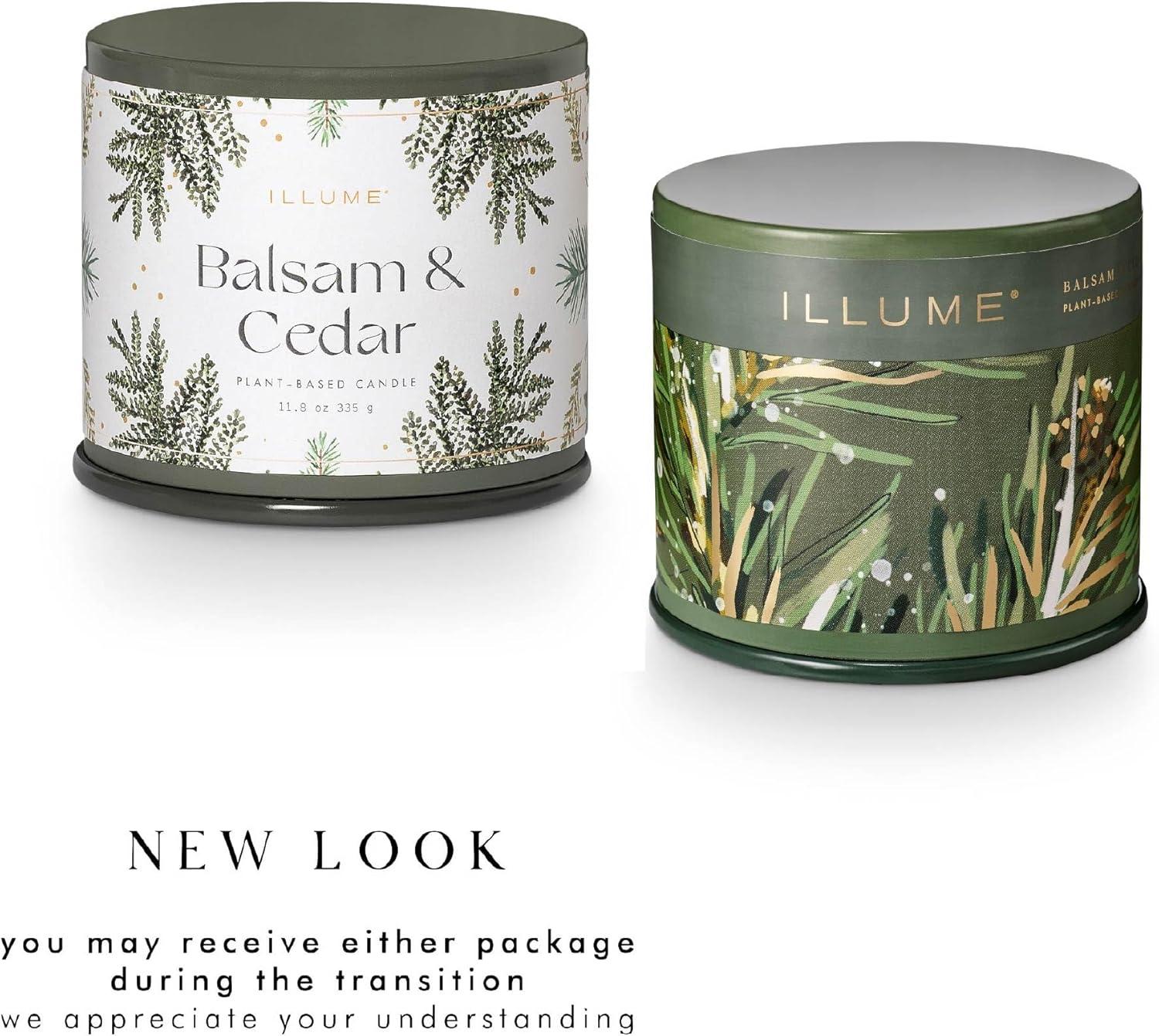 ILLUME Noble Holiday Balsam & Cedar Large Crackle Glass Candle