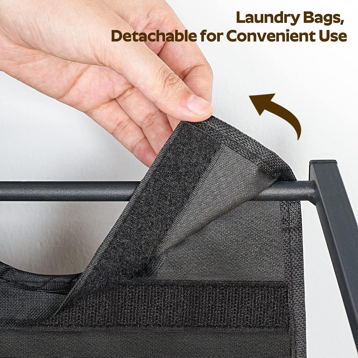 Laundry Sorter, Laundry Hamper with Hanging Rack, Laundry Sorter 2 Section, Laundry Basket with Wheels, Hampers for Laundry, Laundry Basket Organizer for Laundry Room, Rustic Brown LS27BR