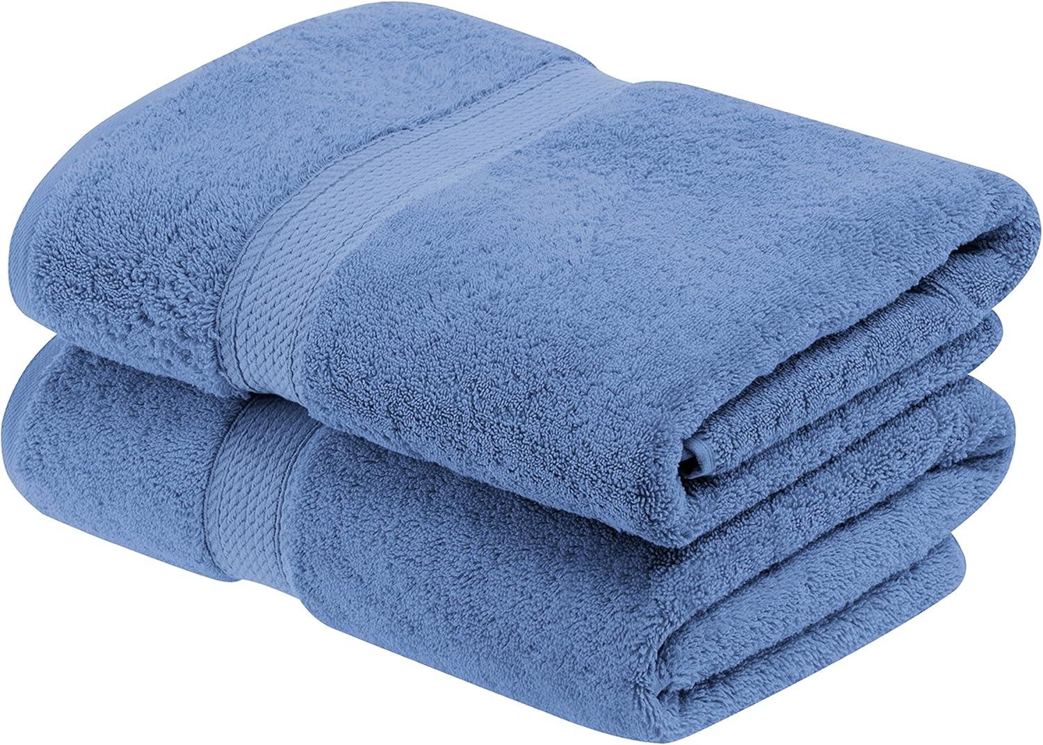 Superior Egyptian Cotton Heavyweight Bath Towel Set of 2, Denim Blue