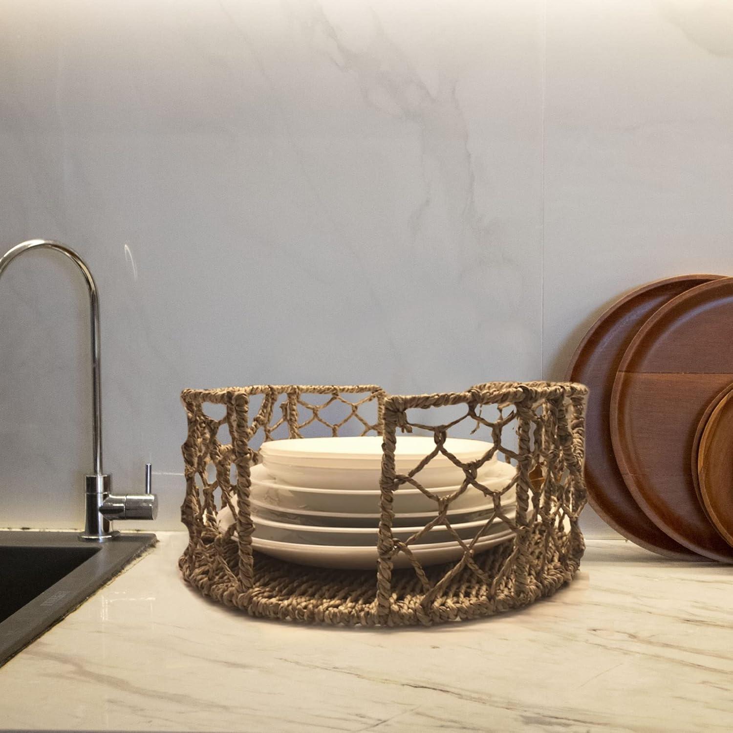 Bayou Breeze Set of 2: Stylish Natural Seagrass Plate Caddy Carriers