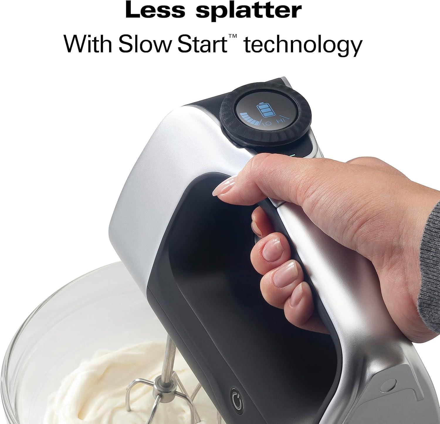 Hamilton Beach Professional Cordless Hand Mixer with Infinite Speed Control, Black and Silver, 62673